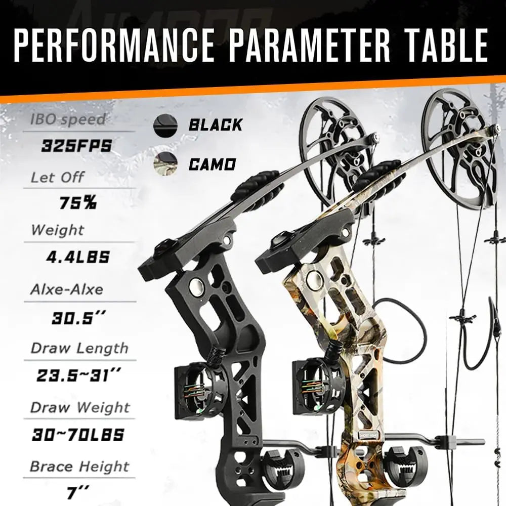 Bundle Compound Bow Kit RTH 30-70 Lbs IBO 325 FPS Complete
