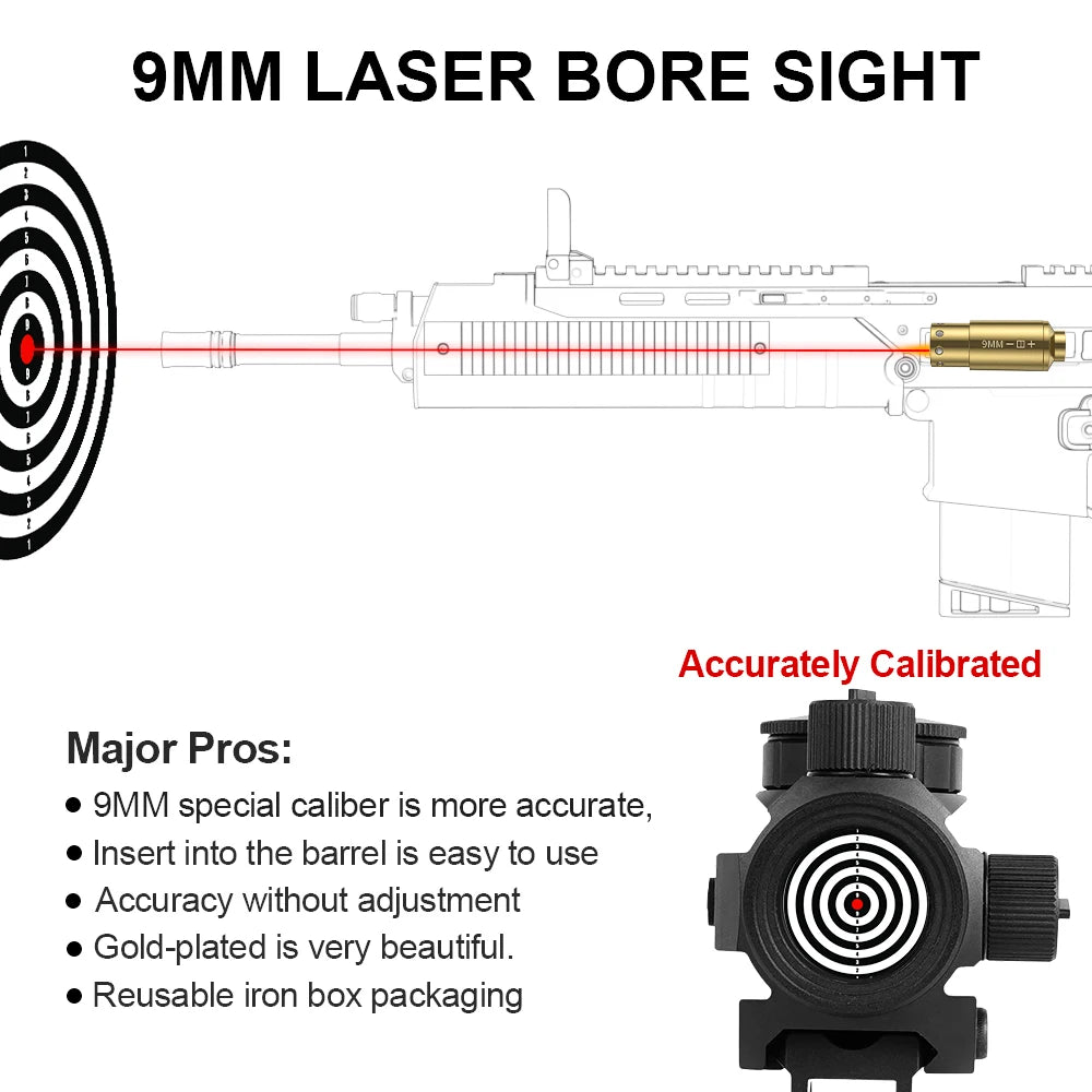 Hign-concerned 9mm Red Dot Laser Bore Sight For Pistol