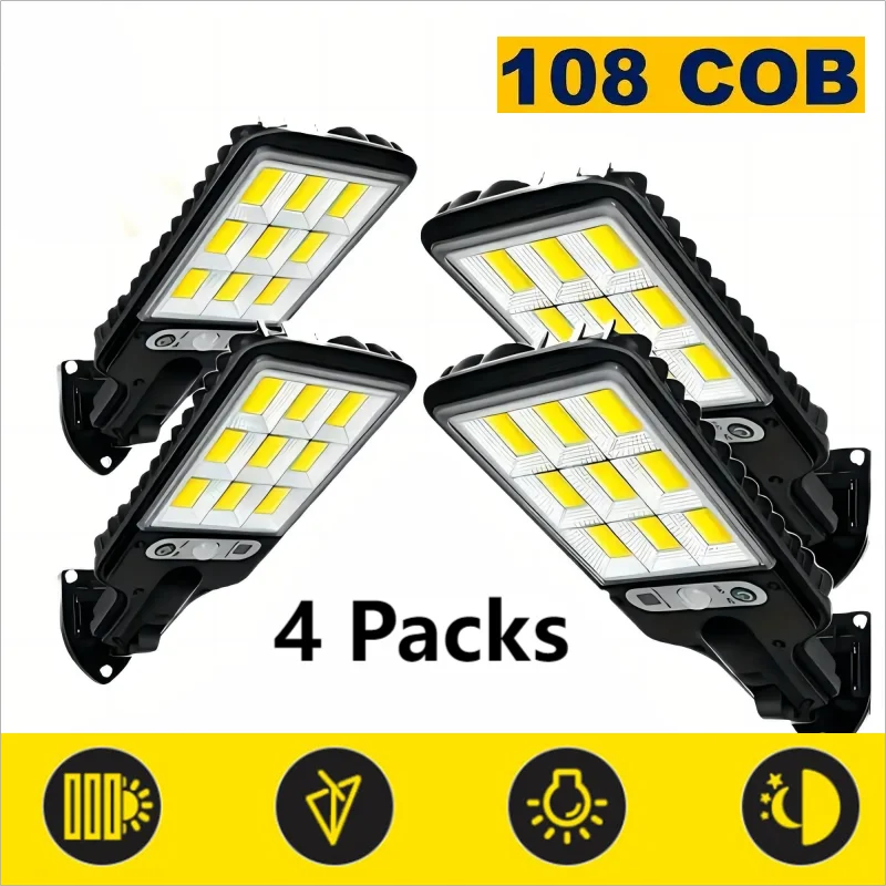Solar LED Wall Lights 4 Pack Motion Sensor Outdoor Durable