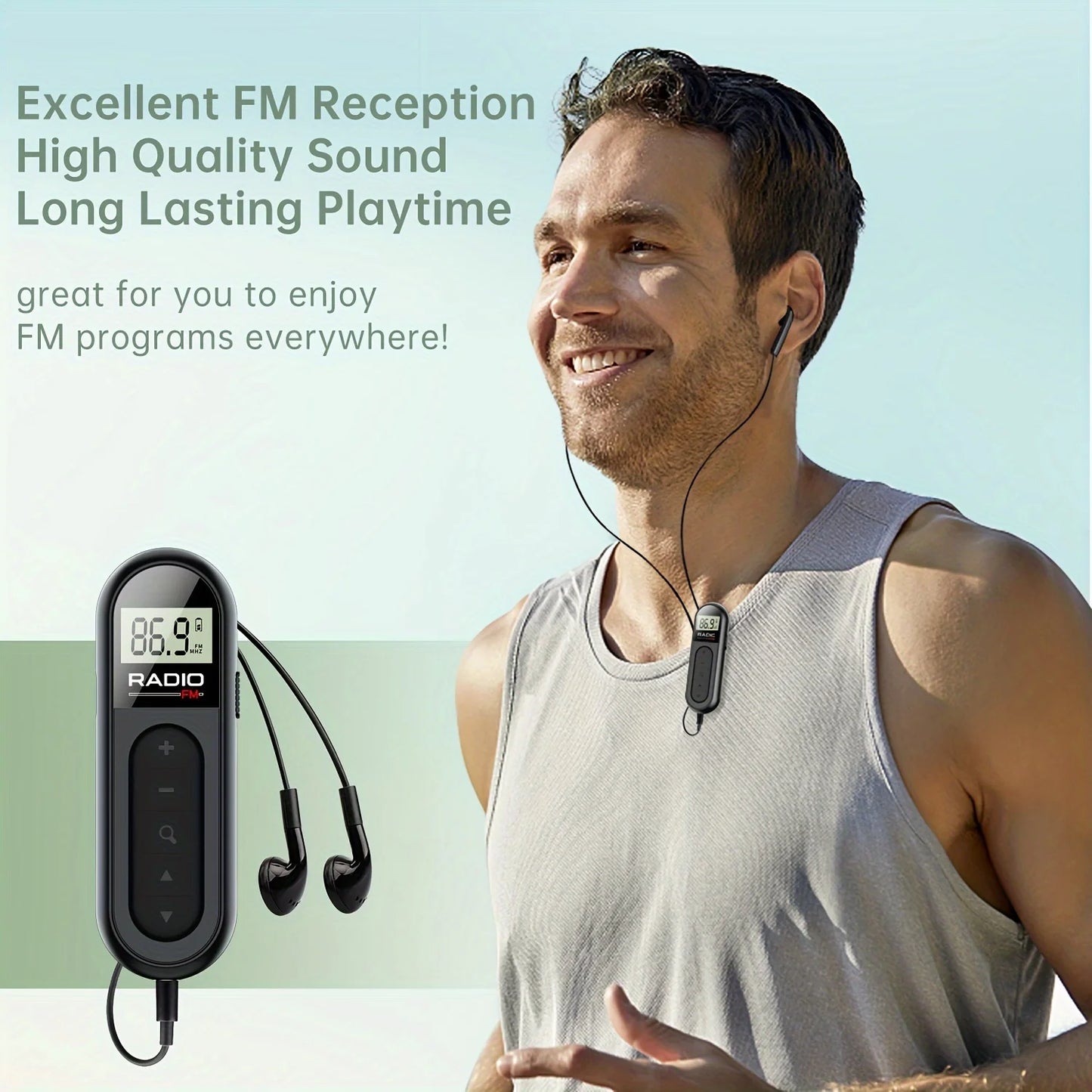 Mini Portable FM Radio With Clip Rechargeable Earphones
