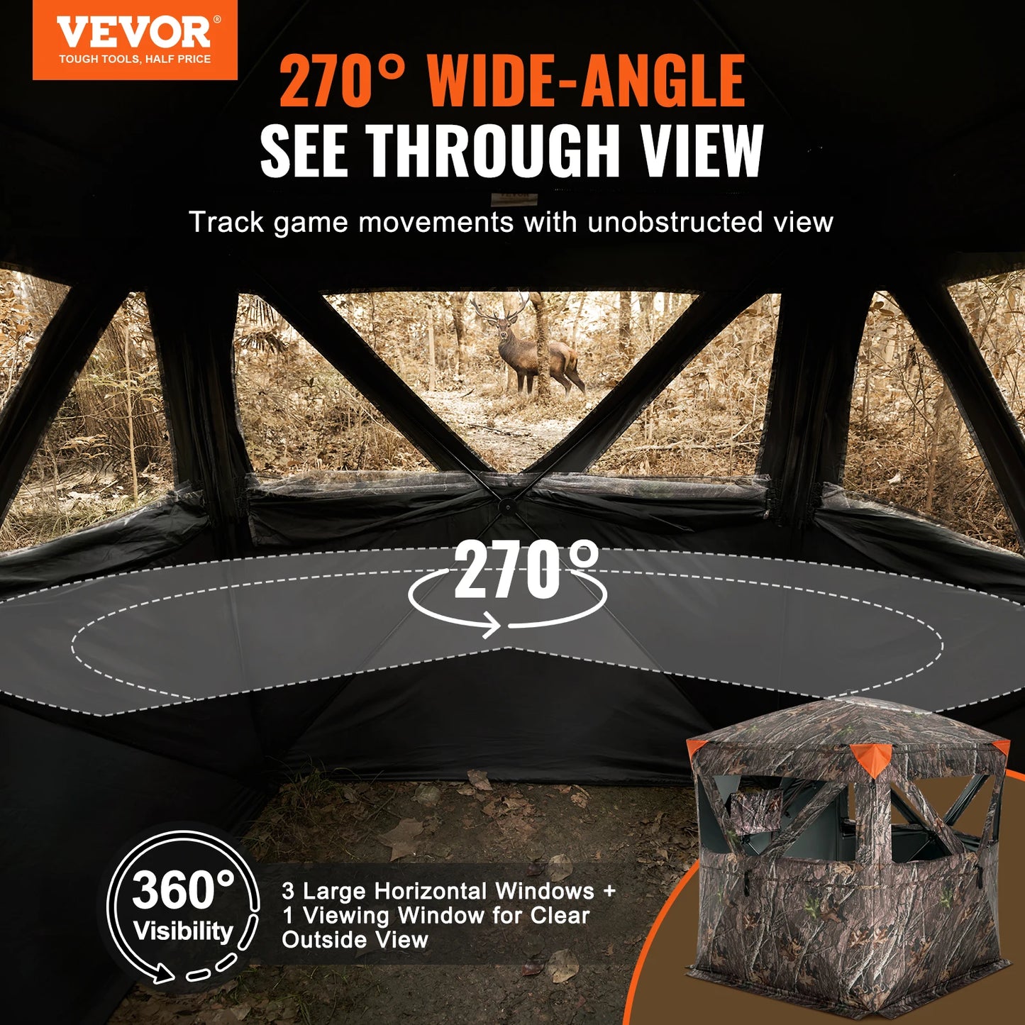 VEVOR Hunting Blind See Through Ground Blind For Deer