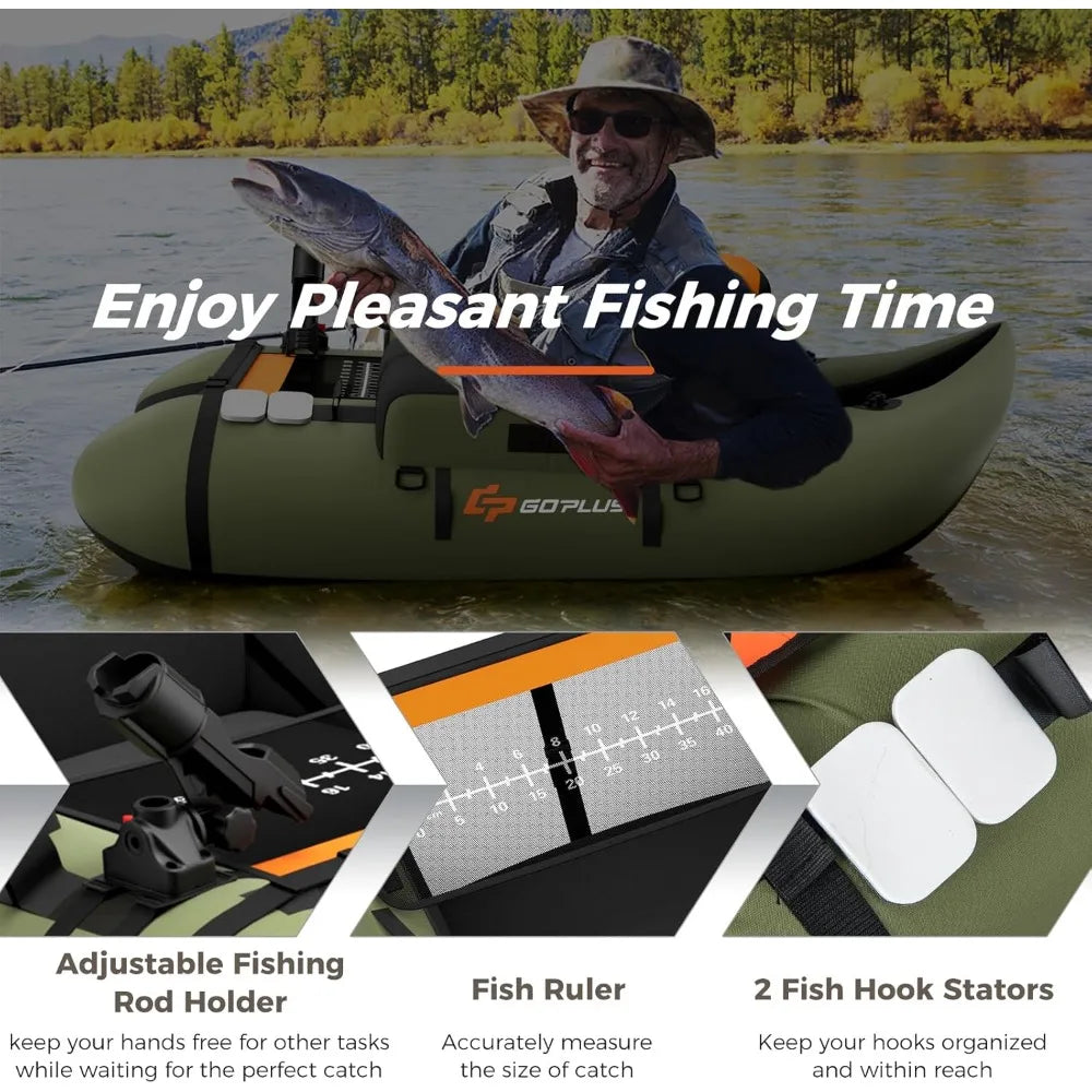 Hign-concerned Inflatable Float Tube Angling with Fish Ruler