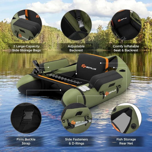 Hign-concerned Inflatable Float Tube Angling with Fish Ruler