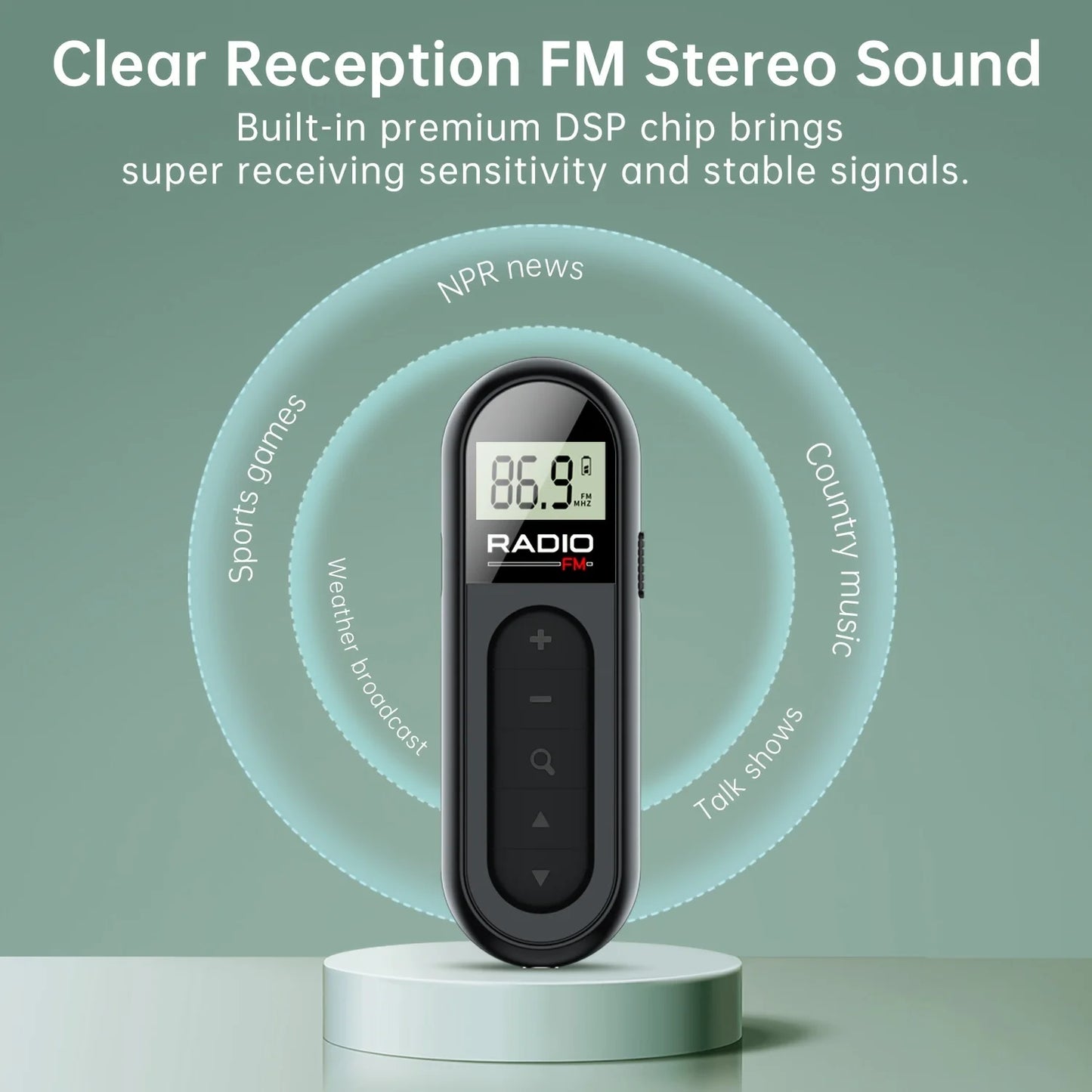 Mini Portable FM Radio With Clip Rechargeable Earphones