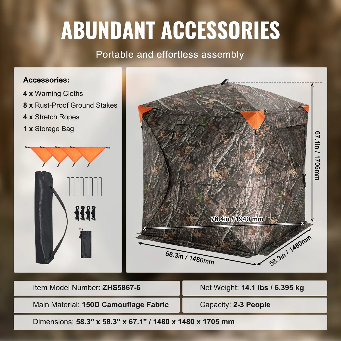 VEVOR Hunting Blind See Through Ground Blind For Deer