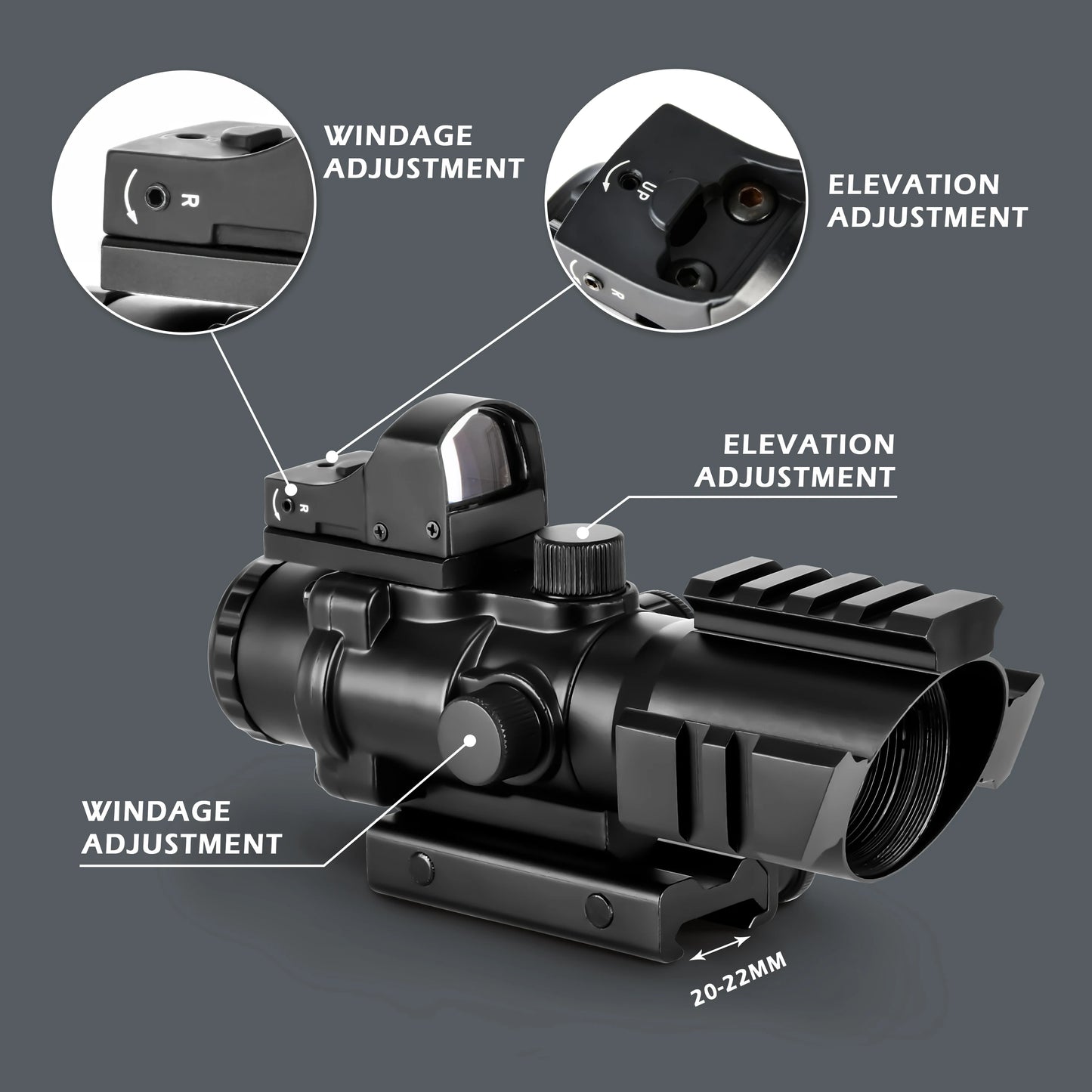 Function 4x Red Dot Sight With Universal Rail Mount