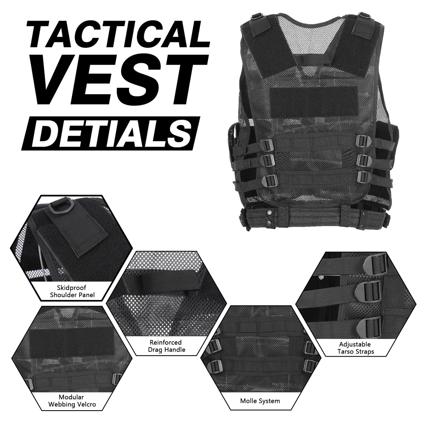 Youthink Tactical Vest Multi Pocket Breathable Airsoft