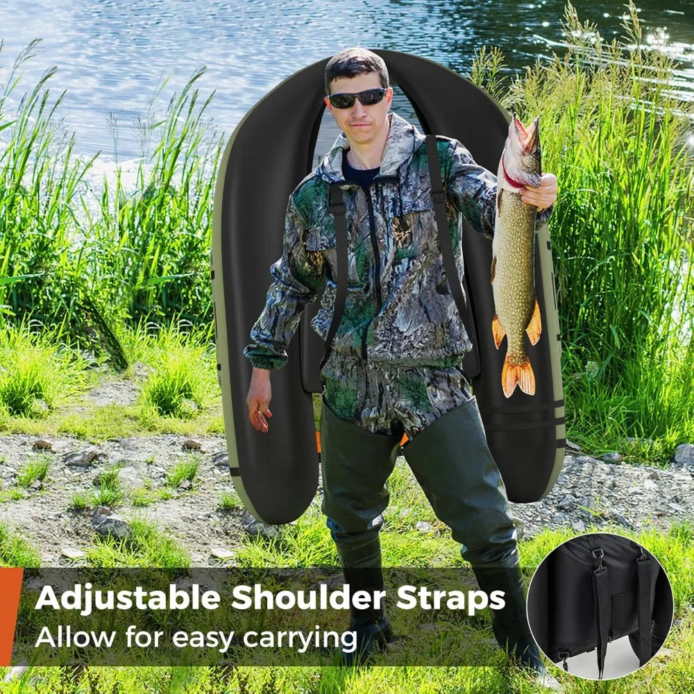 Hign-concerned Inflatable Float Tube Angling with Fish Ruler
