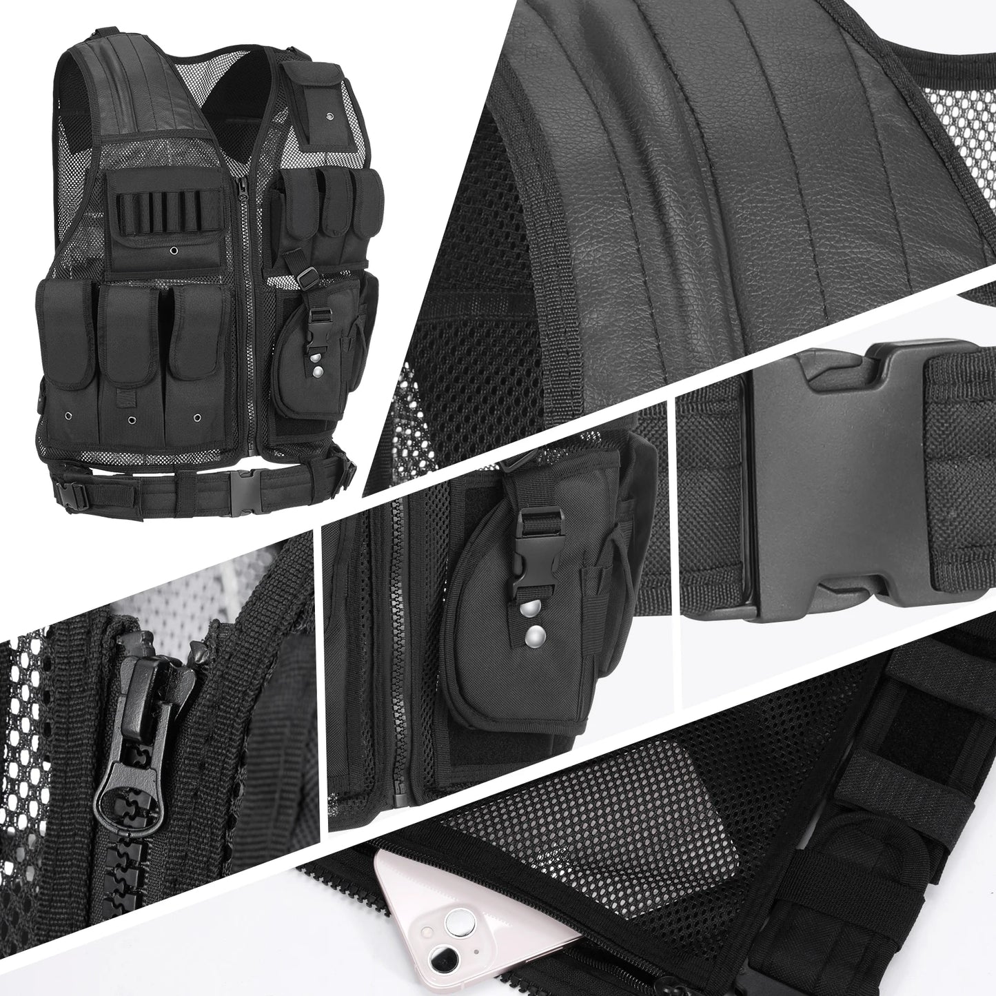 Youthink Tactical Vest Multi Pocket Breathable Airsoft