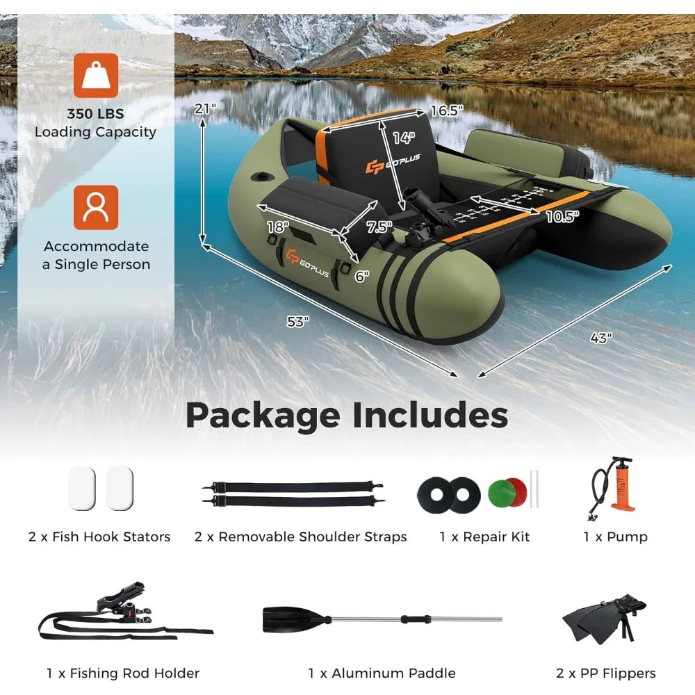 Hign-concerned Inflatable Float Tube Angling with Fish Ruler